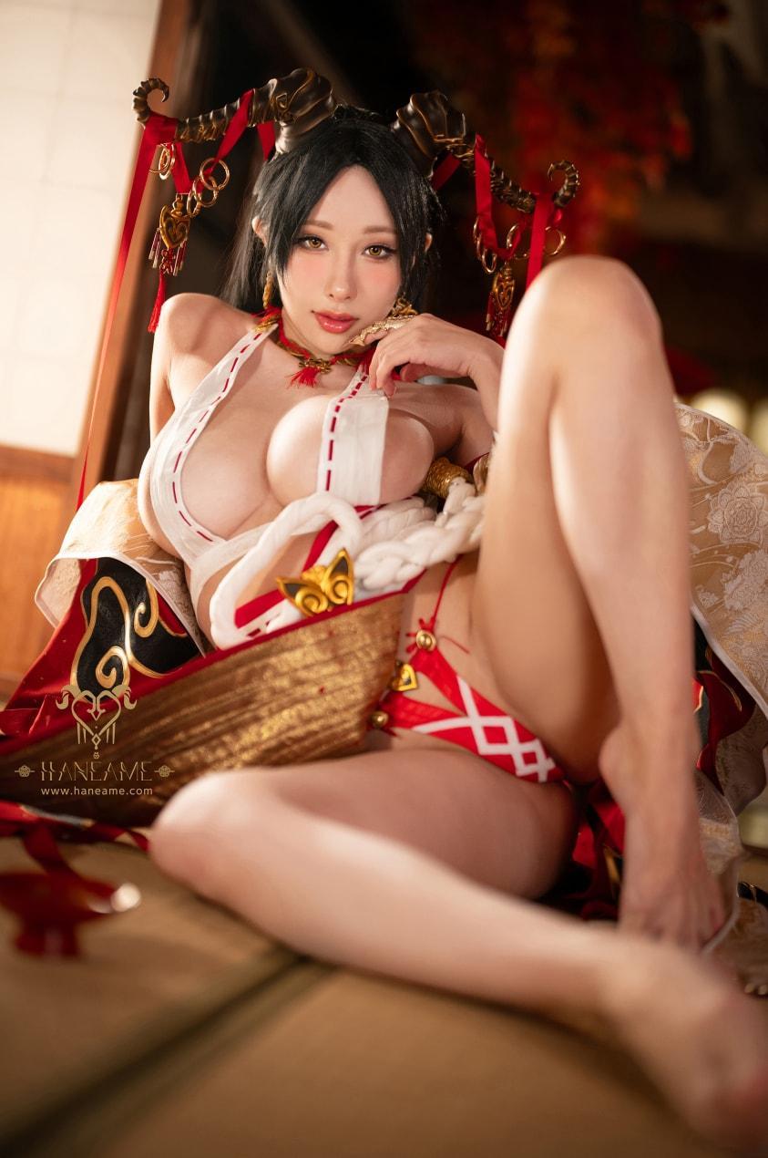 雨波_HaneAme – Lustful Goat Miko邪羊巫女-精美作品